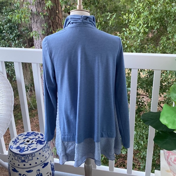 Logo by Lori Goldstein light blue logo lounge long sleeve open sweater cardigan - Picture 4 of 10